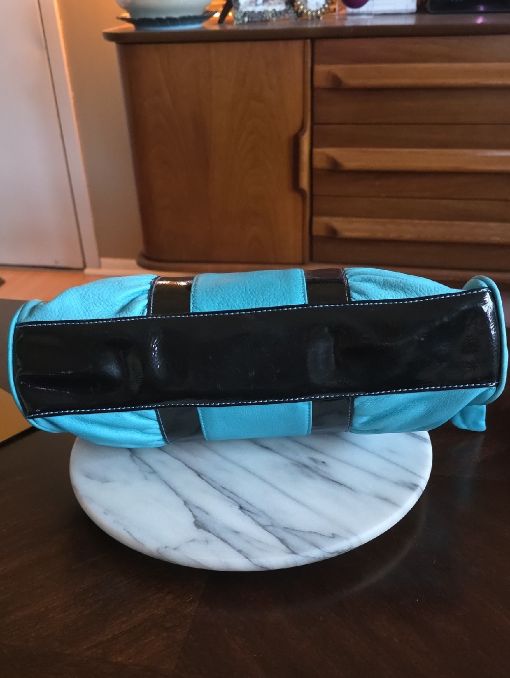 B Makowsky Blue and black Leather Bow Bag ๐๐ - Picture 7 of 14